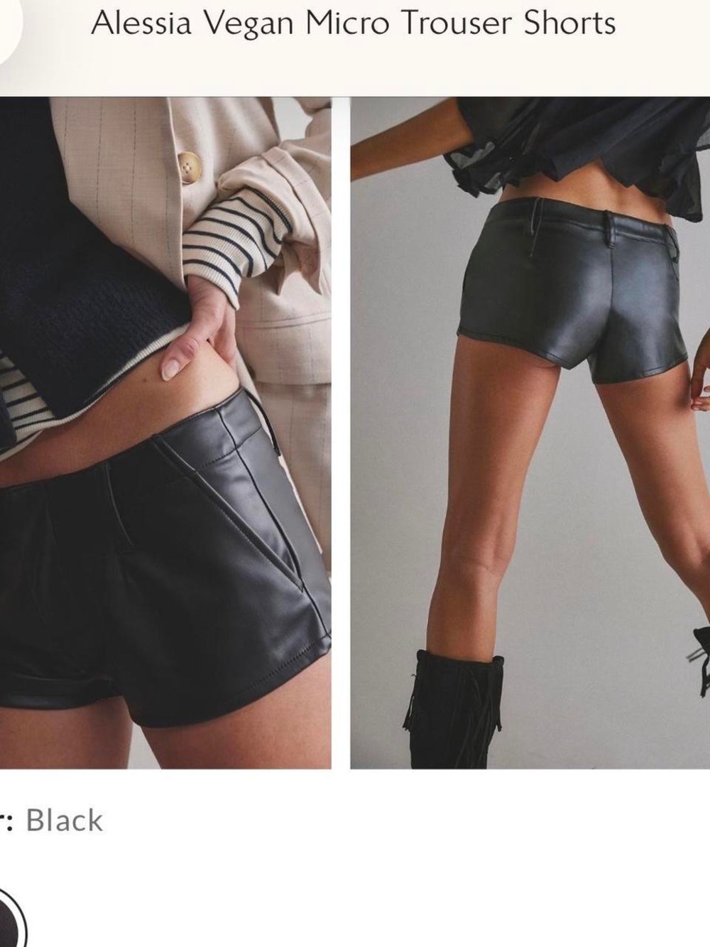 Free People Vegan Micro Trouser Shorts - Black